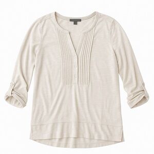 Retro-ology Long Sleeve Split V-Neck Top
